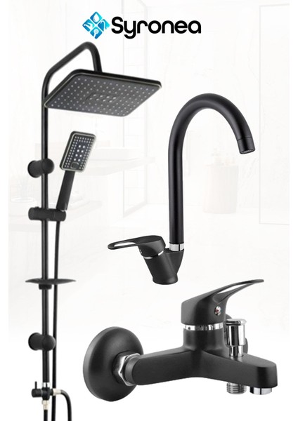 Özel Robot Yağmurlama Siyah Tepe Duş Seti Banyo Lavabo Batarya Musluk Set