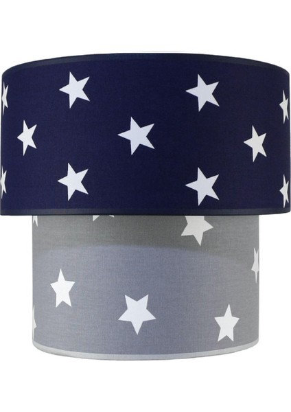 Çocuk Odası Ikili Silindir Kumaş Avize, Lacivert ve Gri Yıldız Detaylarıyla Şık Aydınlatma modelleri