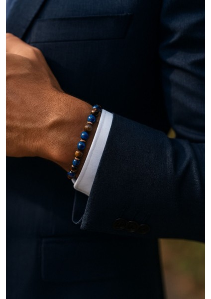 Lapis Lazuli ve Kaplan Gözü Hematit Doğal Taş Bileklik SPF-A-051
