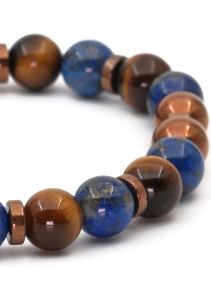 Lapis Lazuli ve Kaplan Gözü Hematit Doğal Taş Bileklik SPF-A-051 fırsatları