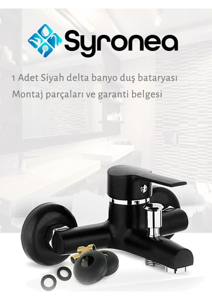 Siyah Armatür Delta Banyo Duş Bataryası Çift Girişli Prinç Aç Kapa Musluk modelleri