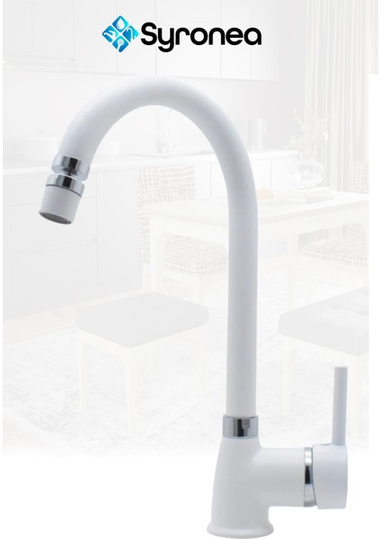 Delta Beyaz Mutfak Evye Bataryası 360 Derece Döner Başlıklı Lavabo Aç Kapa Batarya Musluk