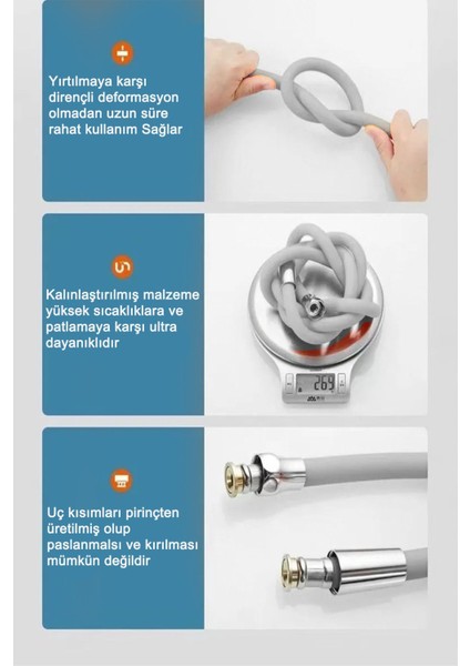 Blackrope Lüx Siyah Ultra Esnek Silikon Sağlam Yapılı Kopmaz Patlamaz Paslanmaz Banyo Duş Hortumu indirimleri