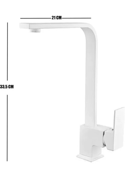 Mat Beyaz Kuğu Kare Mutfak Eviye Lavabo Bataryası Aç Kapa 360 Derece Döner Borulu Musluk Garantili fiyatları