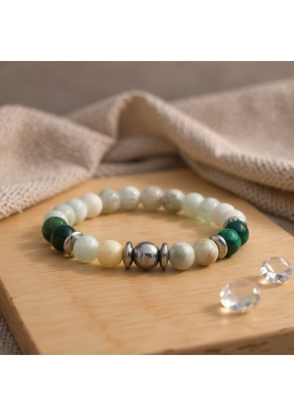 Akuamarin Kaplan Gözü Hematit Doğal Taş Bileklik SPF-A-005