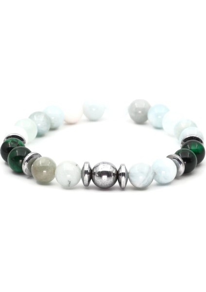 Akuamarin Kaplan Gözü Hematit Doğal Taş Bileklik SPF-A-005 fiyatları