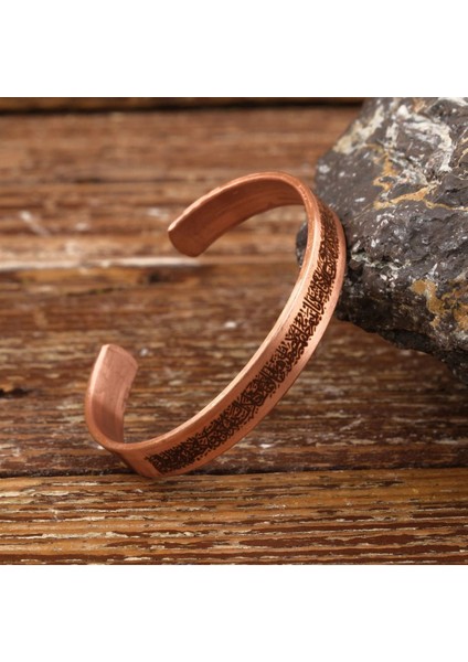 El Yapımı Motifli Saf Bakır Unisex Bileklik SPF-B-008