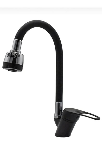 Esnek Sipirialli Ağır Gövde Mutfak Lavabo Bataryası Silikonlu Oynar Başlıklı Garantili Musluk