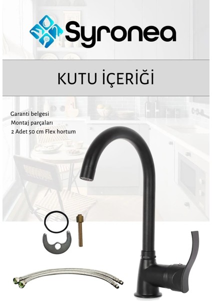 Siyah Elmas Mutfak Eviye Bataryası Aç Kapa Musluk Sıcak Soğuk Su Girişli modelleri