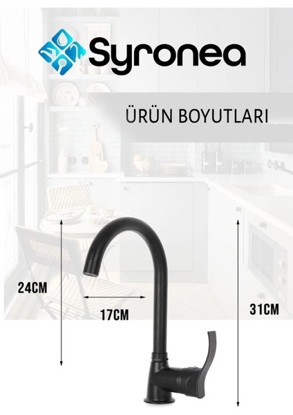 Siyah Elmas Mutfak Eviye Bataryası Aç Kapa Musluk Sıcak Soğuk Su Girişli fırsatları