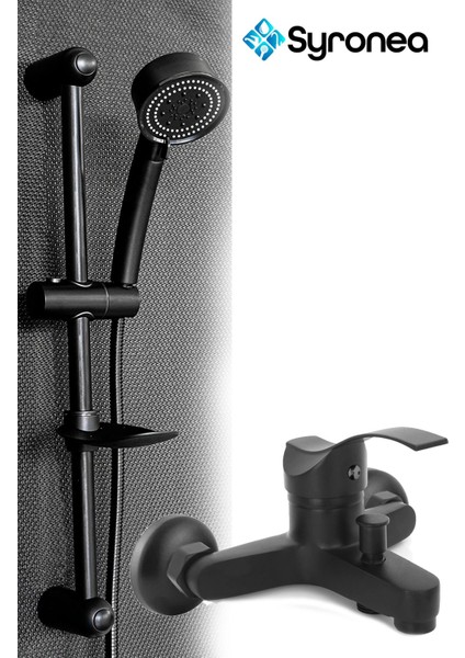 Mat Siyah Sürgülü Banyo Batarya Duş Seti Banyo Duş Bataryası Aç Kapa Musluk