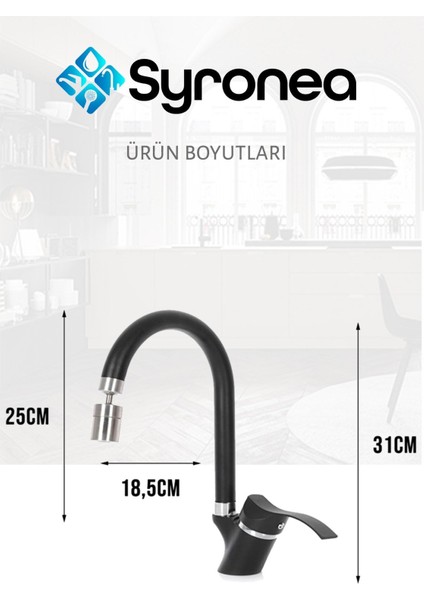 Madrid Siyah Mutfak Eviye Bataryası Aç Kapa Musluk fırsatları