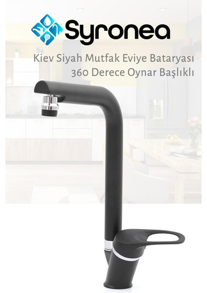 Kiev Siyah Mutfak Eviye Bataryası Oynar Perlatörlü