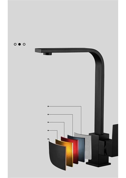Serenityflow Full Siyah Kare Kuğu Mutfak Lavabo Bataryası 360 Derece Döner Borulu Garantili Musluk indirimleri