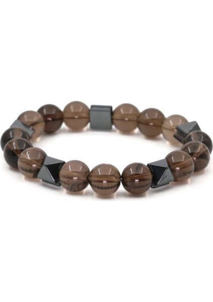 Dumanlı Kuvars Hematit Doğal Taş Bileklik SPF-A-021 fiyatları