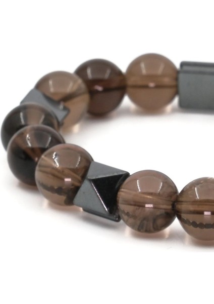 Dumanlı Kuvars Hematit Doğal Taş Bileklik SPF-A-021 fırsatları