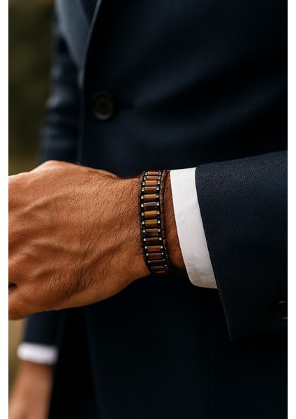 Kaplan Gözü ve Hematit Doğal Taş Bileklik SPF-A-037