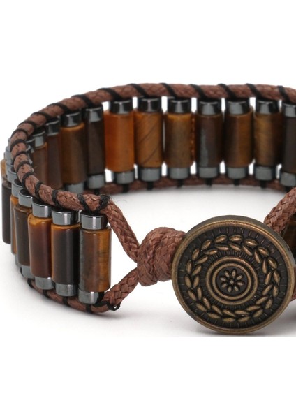 Kaplan Gözü ve Hematit Doğal Taş Bileklik SPF-A-037 indirimleri