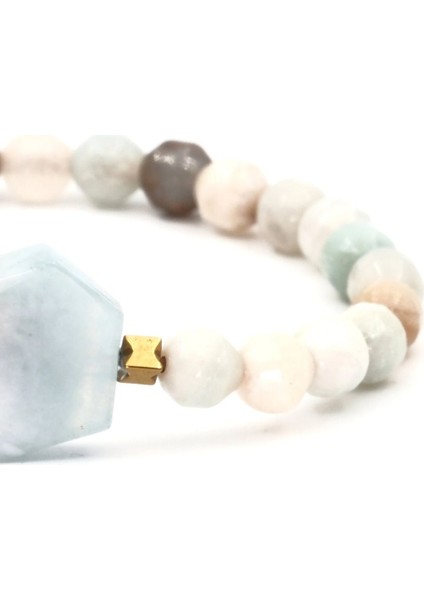 Akuamarin Amozonit ve Hematit Doğal Taş Bileklik SPF-A-003 modelleri