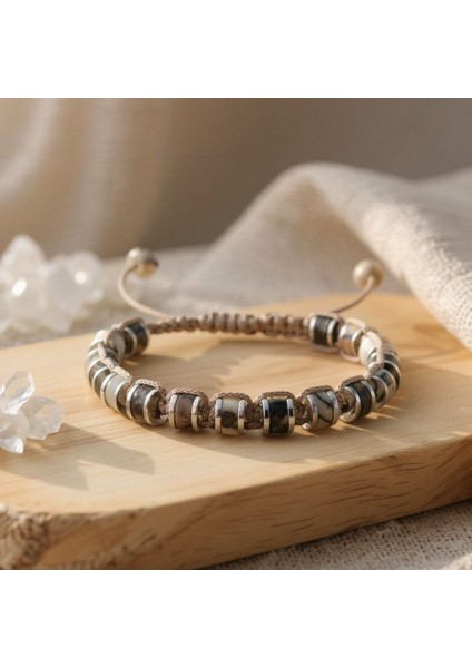 Picasso Jasper ve Hematit Macrome Doğal Taş Bileklik SPF-A-060