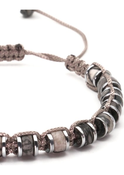 Picasso Jasper ve Hematit Macrome Doğal Taş Bileklik SPF-A-060 fırsatları