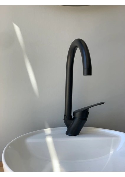 Mat Siyah Mix Mutfak Lavabo Evye Bataryası Aç Kapa Musluk Batarya Musluğu