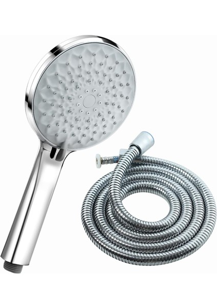 Nilüfer Duş Başlığı Seti 1,5 Metre Örgülü Duş Hortumu ve 5 Fonksiyonlu Banyo Başlık Telefon