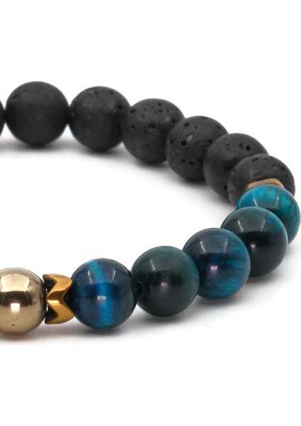 Kaplan Gözü Lav Taşı Hematit Doğal Taş Bileklik SPF-A-032 modelleri