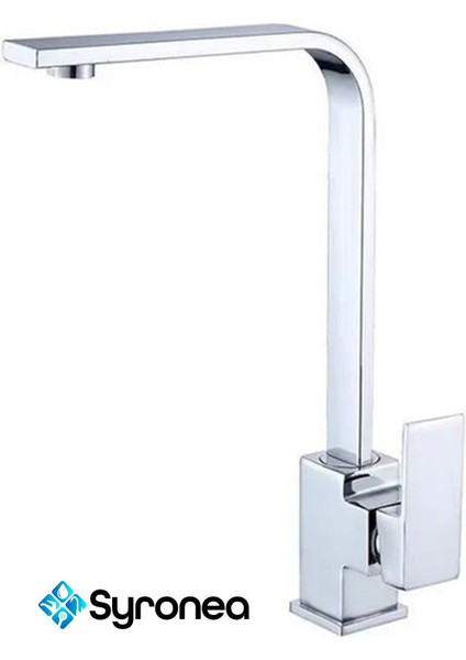 Square Kare Krom Mutfak Eviye Lavabo Bataryası Banyo Mutfak Musluk 360 Derece Döner Ağır Gövde