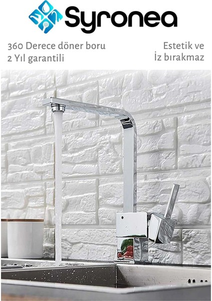Square Kare Krom Mutfak Eviye Lavabo Bataryası Banyo Mutfak Musluk 360 Derece Döner Ağır Gövde fırsatları