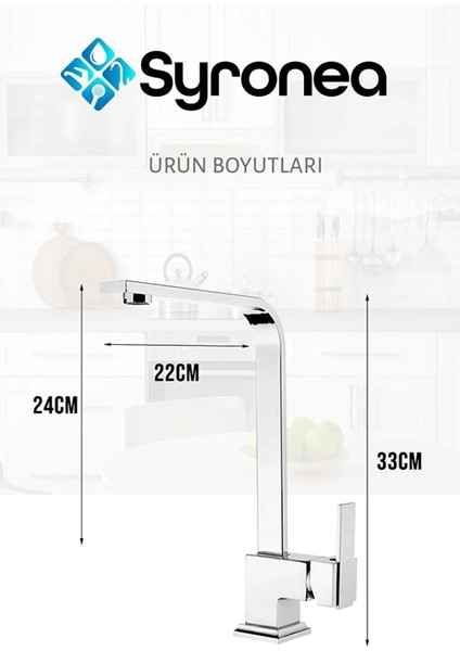 Square Kare Krom Mutfak Eviye Lavabo Bataryası Banyo Mutfak Musluk 360 Derece Döner Ağır Gövde indirimleri