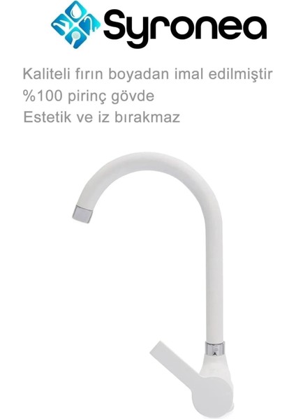 Mat Beyaz Delta Mutfak Eviye Bataryası Aç Kapa Sıcak ve Soğuk Su Girişli Musluk fiyatları