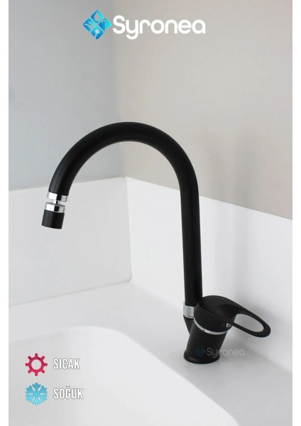 Milano Mix Siyah Mutfak Eviye Bataryası Oynar Başlıklı Aç Kapa Musluk fırsatları