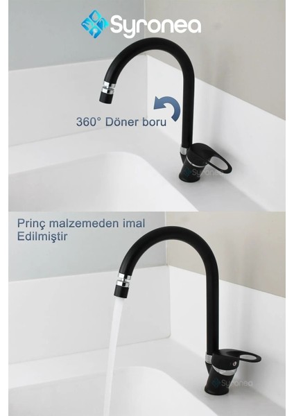 Milano Mix Siyah Mutfak Eviye Bataryası Oynar Başlıklı Aç Kapa Musluk indirimleri