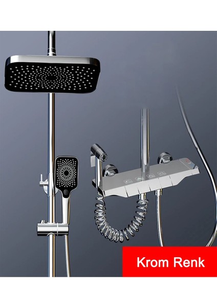 Aquashower Krom Piyano Banyo Batarya Robot Tepe Yağmurlama Duş Seti Yeni Nesil Duş Takımı Garantili