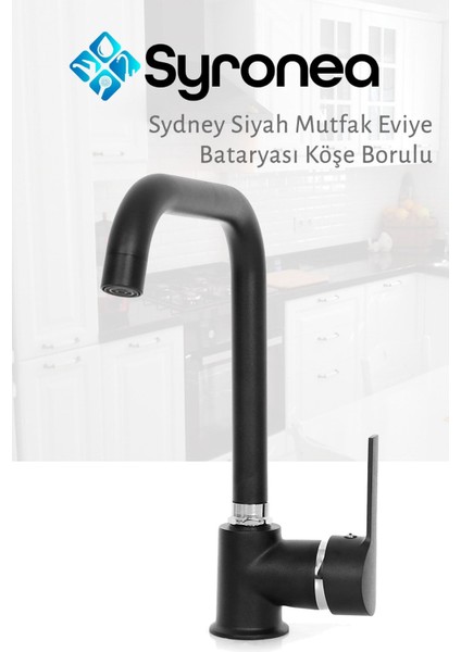 Sydney Siyah Mutfak Eviye Bataryası Aç Kapa Musluk