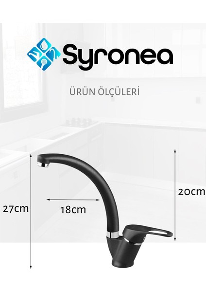 Siyah Mix Kuğu Mutfak Eviye Bataryası Aç Kapa Musluk Sıcak Soğuk Su Girişli fırsatları