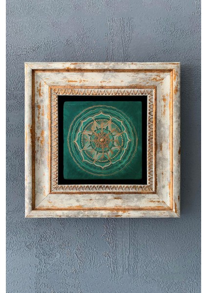 Mistik Temalı 20X20 cm Taş Çerçeveli Duvar Dekoru, Sıcak ve Şık Bir Dekor Parçası