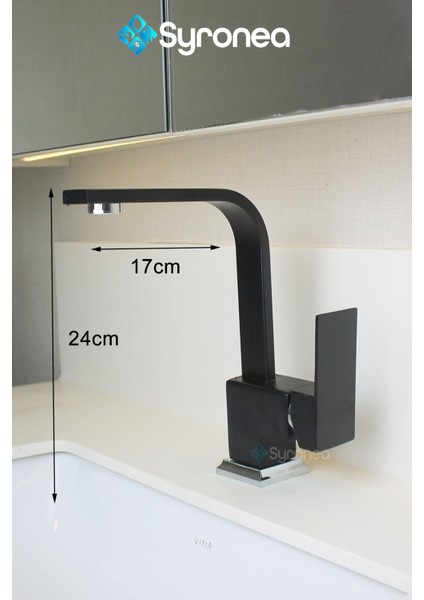 Siyah Kuğu Kare Banyo Lavabo Bataryası Sıcak ve Soğuk Su Girişli Aç Kapa Musluk modelleri