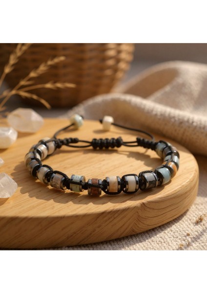 Amazonit ve Hematit Macrome Doğal Taş Bileklik SPF-A-010