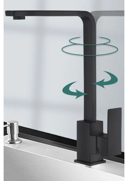 Mat Siyah Kuğu Kare Mutfak Lavabo Bataryası Aç Kapa Kare Musluk Batarya fırsatları