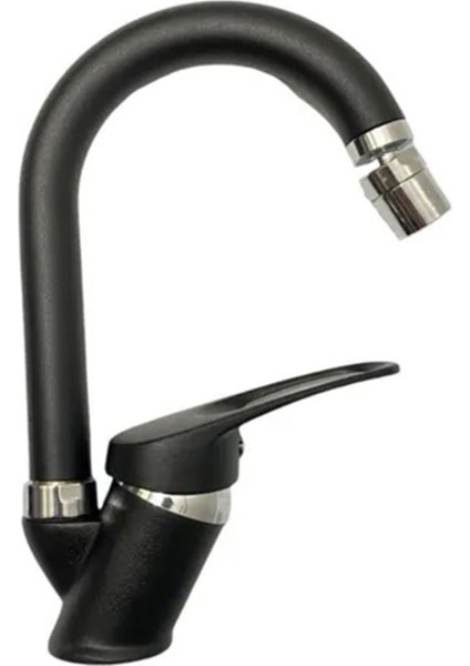 Siyah Mix Oynar Başlıklı Lavabo Mutfak Bataryası Kısa Borulu Garantili Musluk