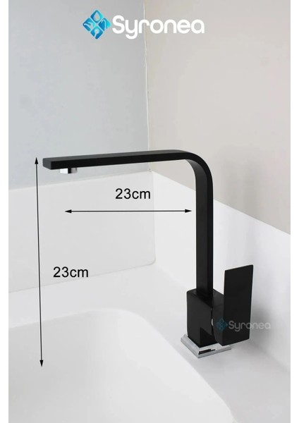 Siyah Kuğu Kare Mutfak Evye Bataryası 360 Derece Döner Boru Garantili Sıcak Soğuk Girişli fırsatları