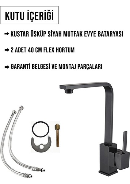 Mix Siyah Kare Mutfak Evye Lavabo Bataryası Aç Kapa Batarya Musluk modelleri