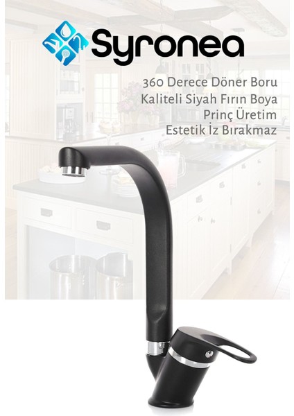Barcelona Armatür Siyah Mutfak Eviye Bataryası Çift Girişli Prinç Aç Kapa Musluk fiyatları