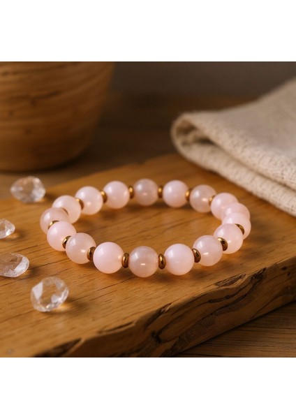 Pembe Kuvars ve Hematit Doğal Taş Bileklik SPF-A-057