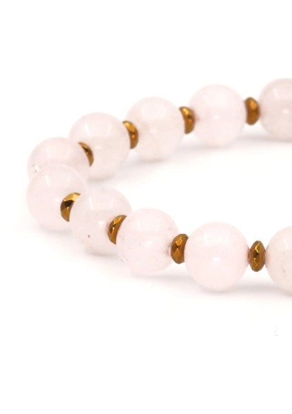 Pembe Kuvars ve Hematit Doğal Taş Bileklik SPF-A-057 fırsatları