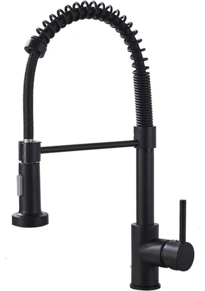 Sipirialli Uzatma Hortumlu Mutfak Eviye Bataryası Kaliteli Siyah Garantili Musluk