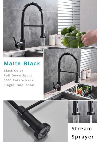 Sipirialli Uzatma Hortumlu Mutfak Eviye Bataryası Kaliteli Siyah Garantili Musluk fiyatları