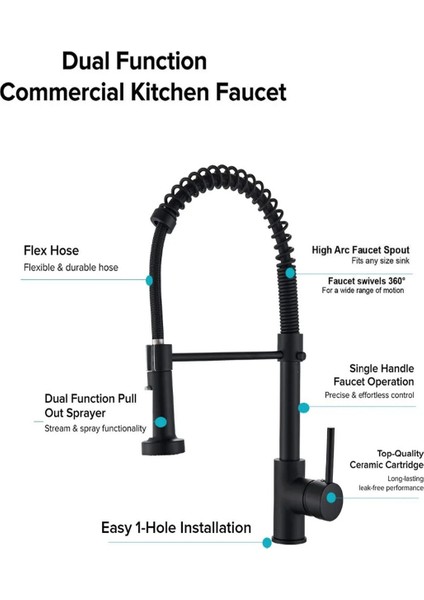 Sipirialli Uzatma Hortumlu Mutfak Eviye Bataryası Kaliteli Siyah Garantili Musluk modelleri